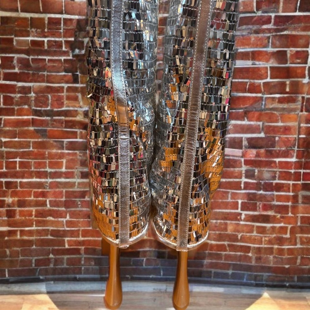 Silver Sequin Platform Boots NWT - image 3